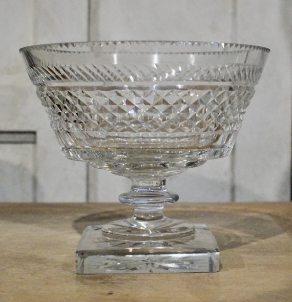 Victorian Pedestal Diamond Cut Crystal Bowl
