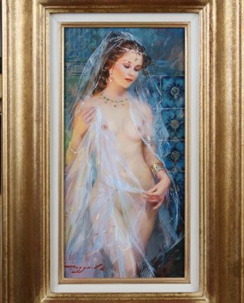 Konstantin Razumov Oil On Canvas Odalisque with A White Veil
