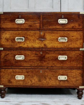 Antique S.W Silver & Co Teak Campaign Chest