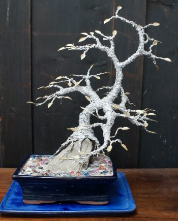 Vintage Silver Solder Gemstone Bonsai Tree